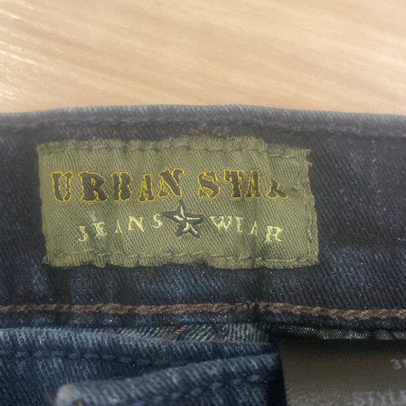 Urban Star blue denim five pocket riveted jeans, Cotton/spandex blend. 32x31” - Picture 3 of 5